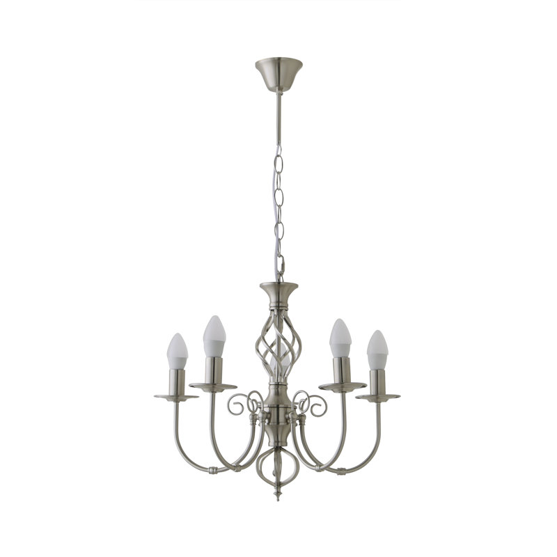 Basile 5 - Light Candle Style Chandelier, 86.5cm H x 46cm W x 46cm D, 3000, Chrome
