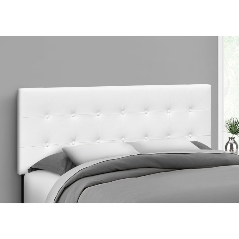 Bed, Headboard Only, Queen Size, Bedroom, Upholstered, White Leather Look, Transitional, White, Queen
