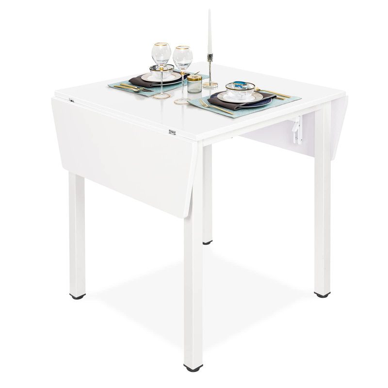 Kenyia Extendable Metal Base Dining Table, White