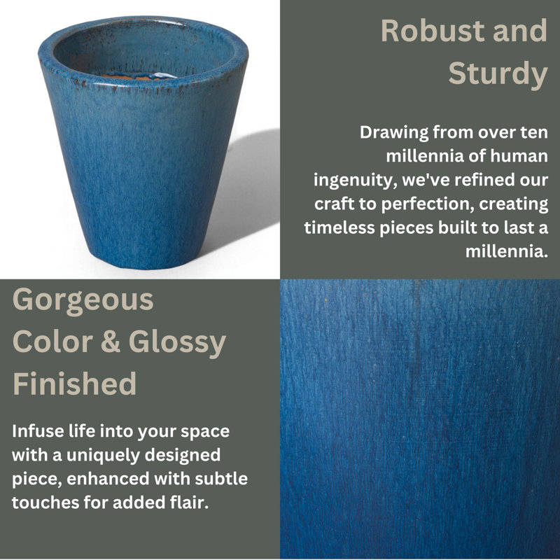 Lowden Handmade Ceramic Planter, Blue, 12" H x 12" W x 12" D