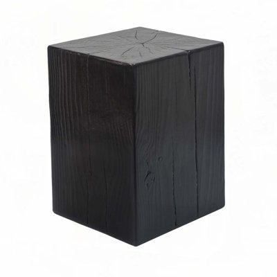 Wood-Look Square-Column MGO End Table, H33.75",Wood-Like Distressed Finish, Mix With Different Heights, Indoor Outdoor Use