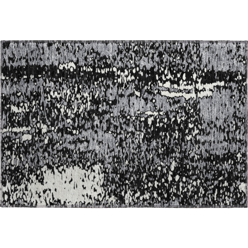 Premium Machine Washable Prisco Black Rug, Rectangle 1'8" x 2'6"