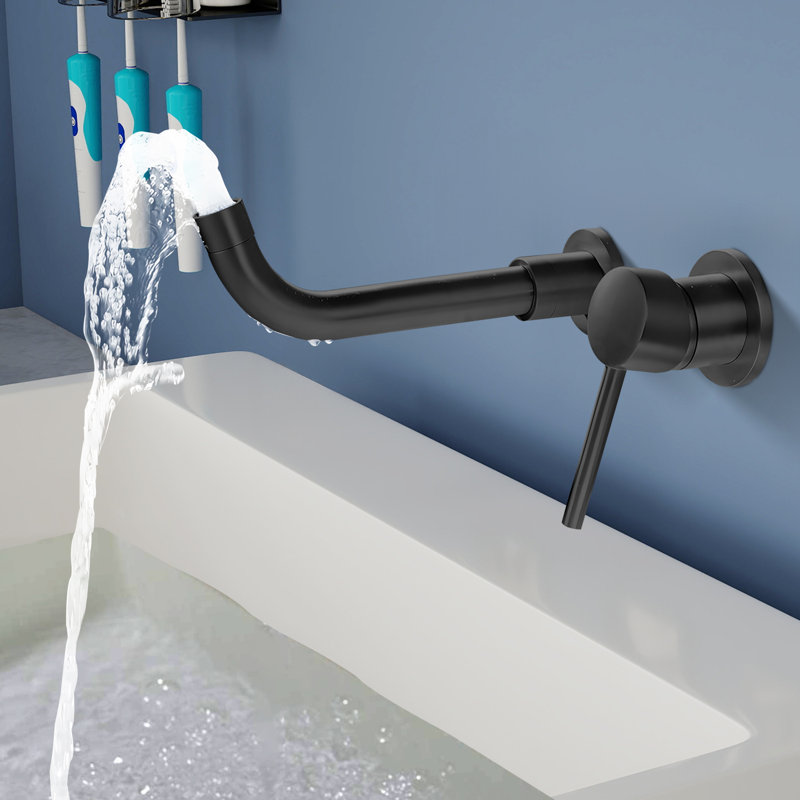 Topcraft Single Handle Wall Mounted Single Handle Bathroom Faucet，Matte Black, Matte Black