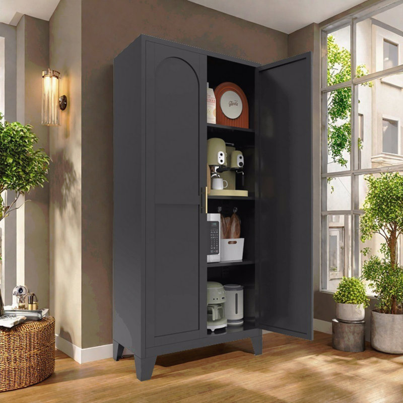 Armoire de rangement en métal 61 "avec tablettes réglables - 2 portes galbées