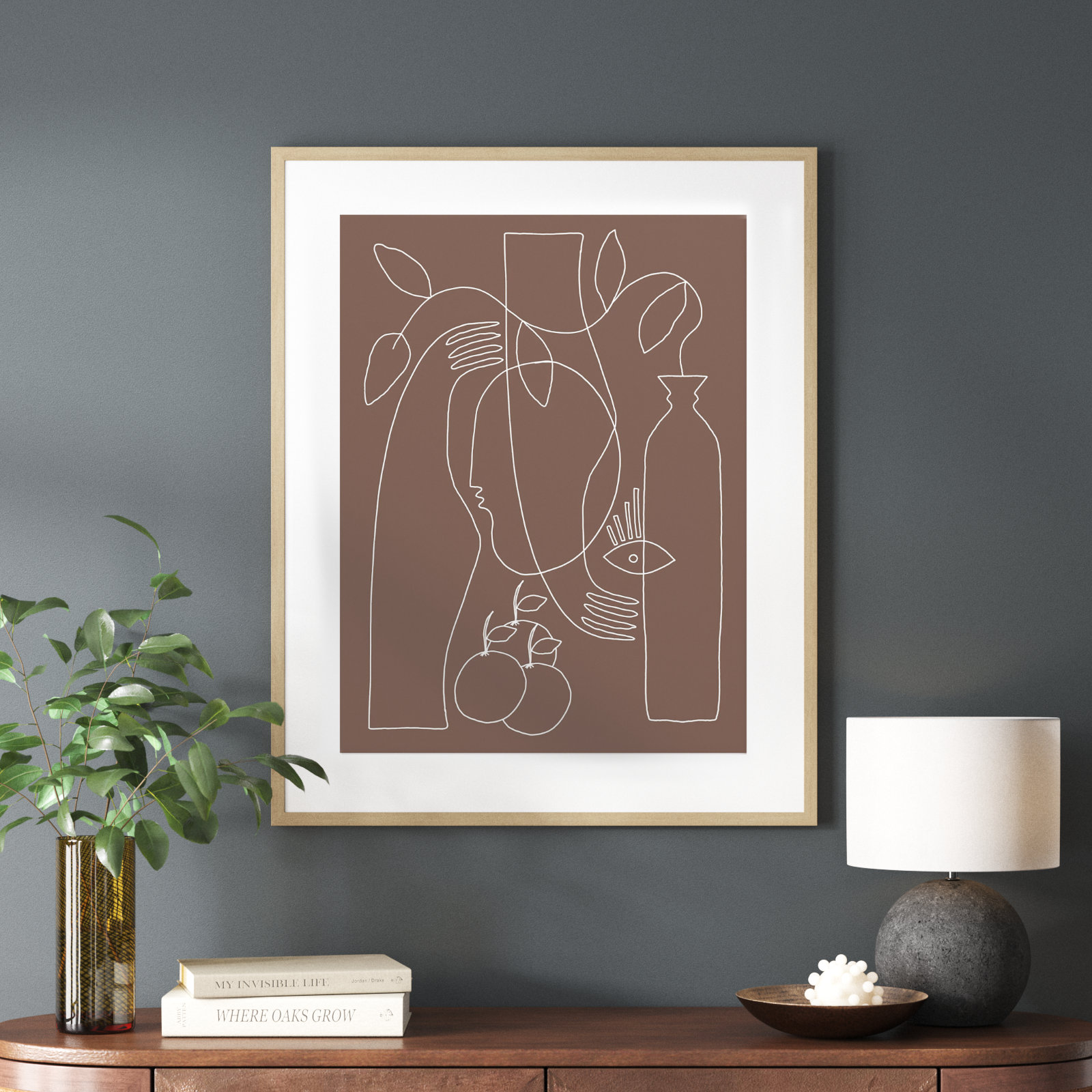 Shape Of Truth by Shatha Al Dafai, Brown Framed, 13" H x 11" W