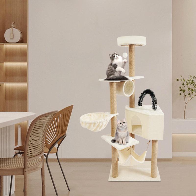 Multi-Level Cat Scratching Post House, Beige
