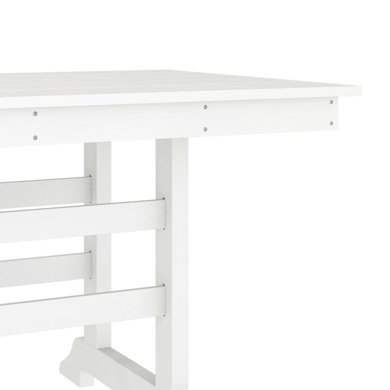 Commercial All Weather Adirondack Table And 6 Chairs With Cupholders, White