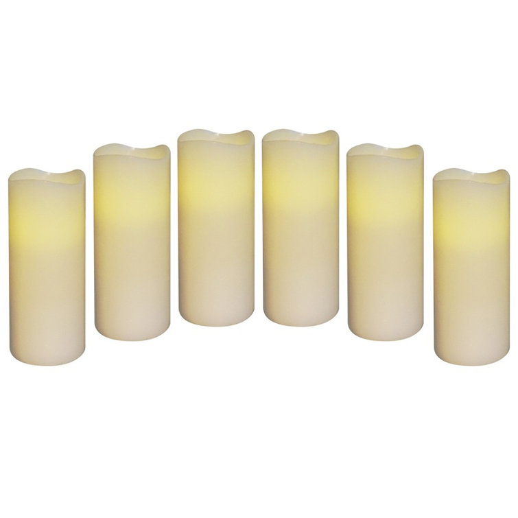 Ivory Battery Operated Flameless LED Lighted Flickering Wax Pillar Candle