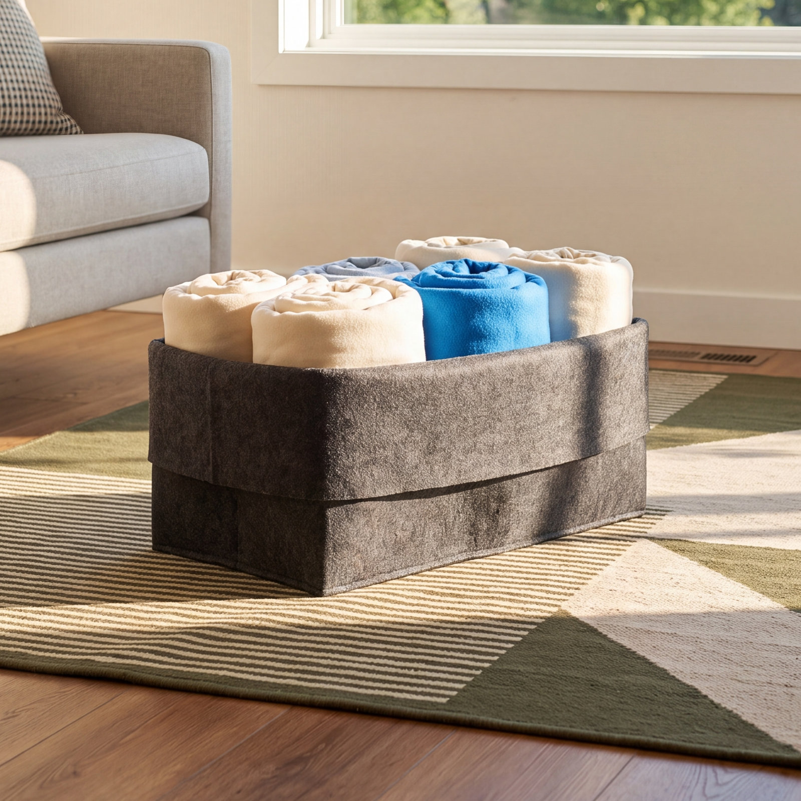 Flex Felt Wool Storage Bin, Black