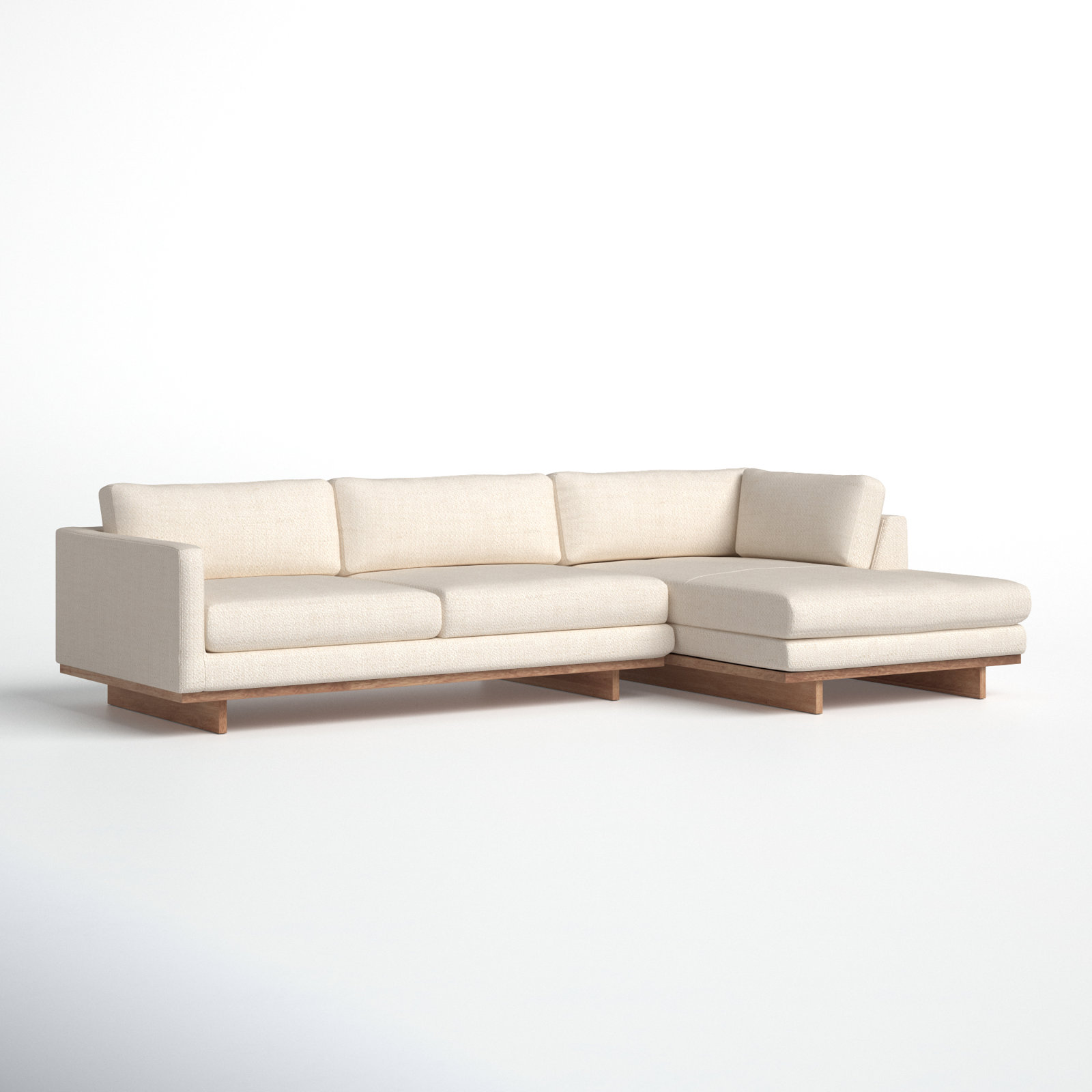 Menades Upholstered Chaise L-Sectional, Right Hand Facing, 32" H x 125" W x 70" D, Irving Taupe Polyester Blend
