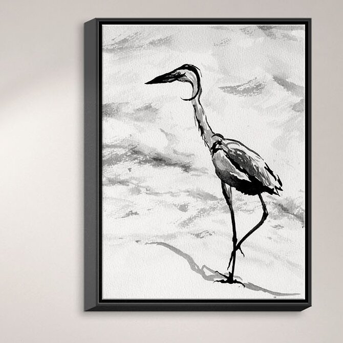 DiaNocheDesigns Heron Framed On Canvas by Brazen Design Studio Painting