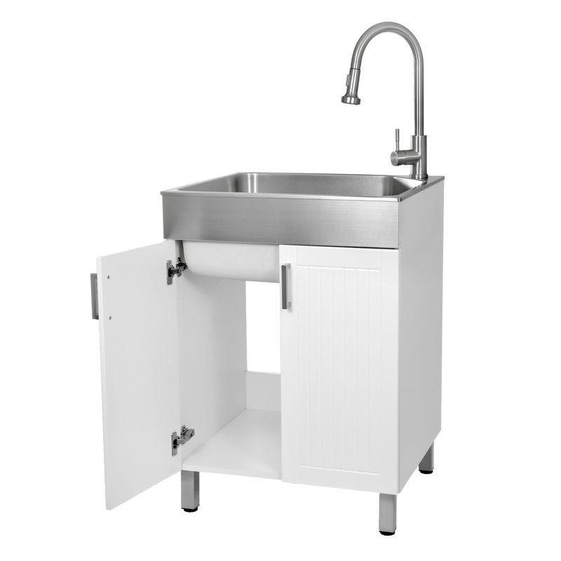 Évier à lessive autoportant tout-en-un L 24,1 po x l 21,3 po avec robinet