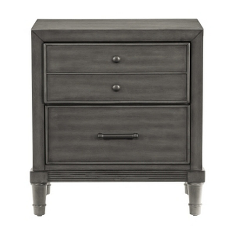  Side Table Nightstand Two Drawer Design with Bronze Hardware 27" H