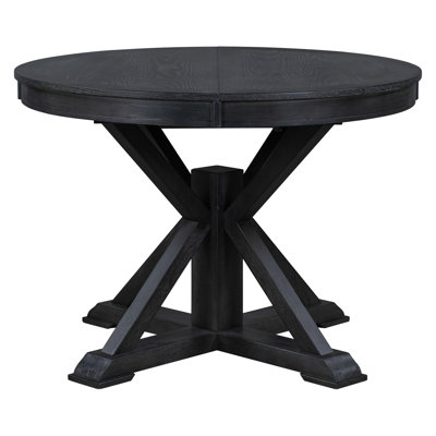 Retro Functional Extendable Dining Table With A 12" Leaf For Dining Room And Living Room (Espresso)