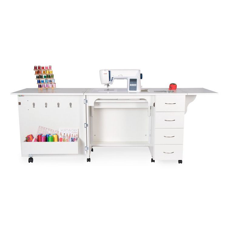 63'' x 19'' Foldable Sewing Table with Sewing Machine Platform and