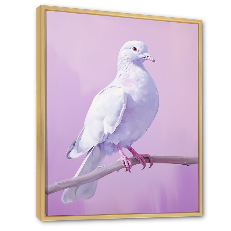 Colombe polie I sur toile, Cadre naturel flottant, H 44 po x l 34 po x P 1,5 po