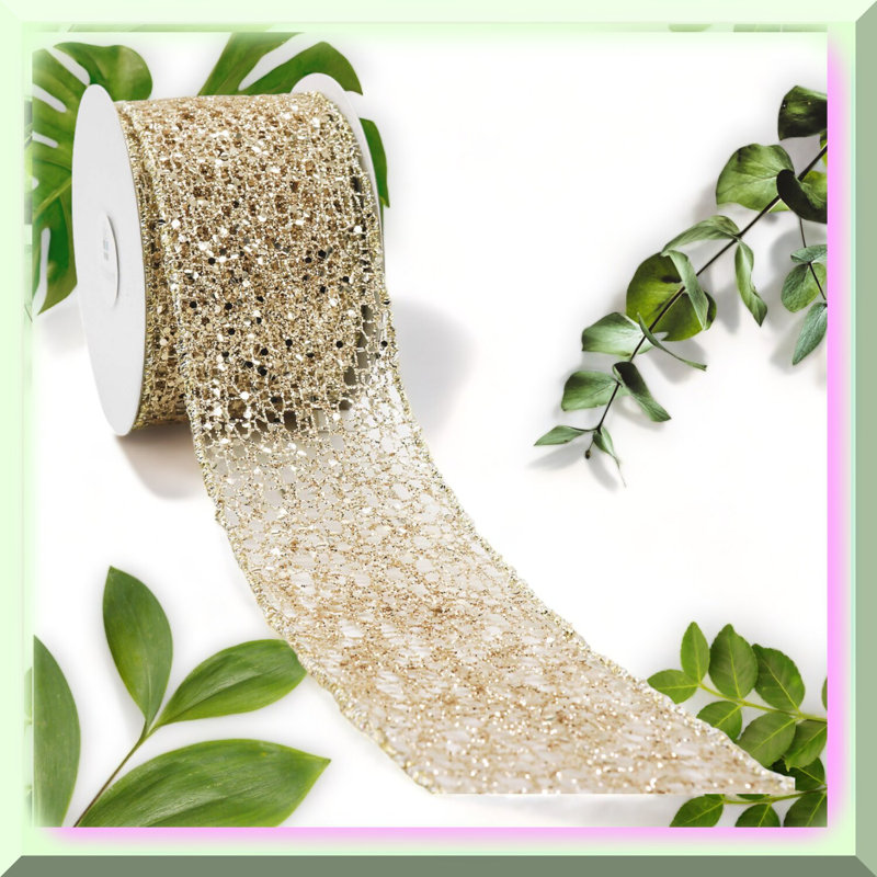 Glitter Mesh Ribbon 2.5x10 Yards