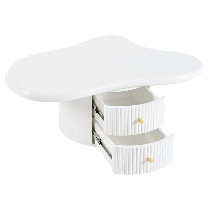 Ensemble de 3 tables basses de forme irrégulière avec 2 tiroirs et 2 petits tabourets de salon Cloud