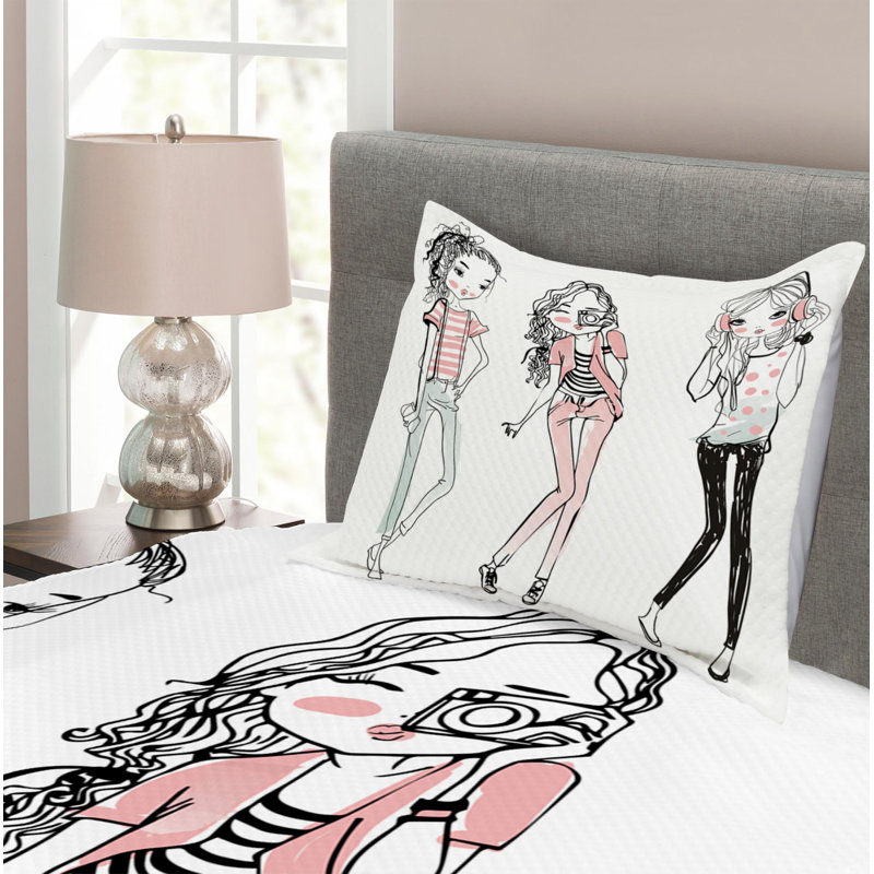 Modern & Contemporary Polyester Coverlet, Twin Coverlet + 1 Sham