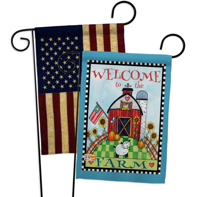 « welcome down on the farm », ensemble de 2 faces de polyester décoratives en polyester 19 po. 2 pièces