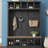 Farmhouse Wooden Style Hall Tree With Wide Storage Seating Bench, Entryway Shoe Cabinet With 13 Compartments, Elegant Coat Rack With 6 Hooks For Mudroom, Living Room, Black