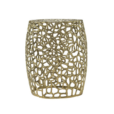 Aluminum Drum End Table With Intricate Design