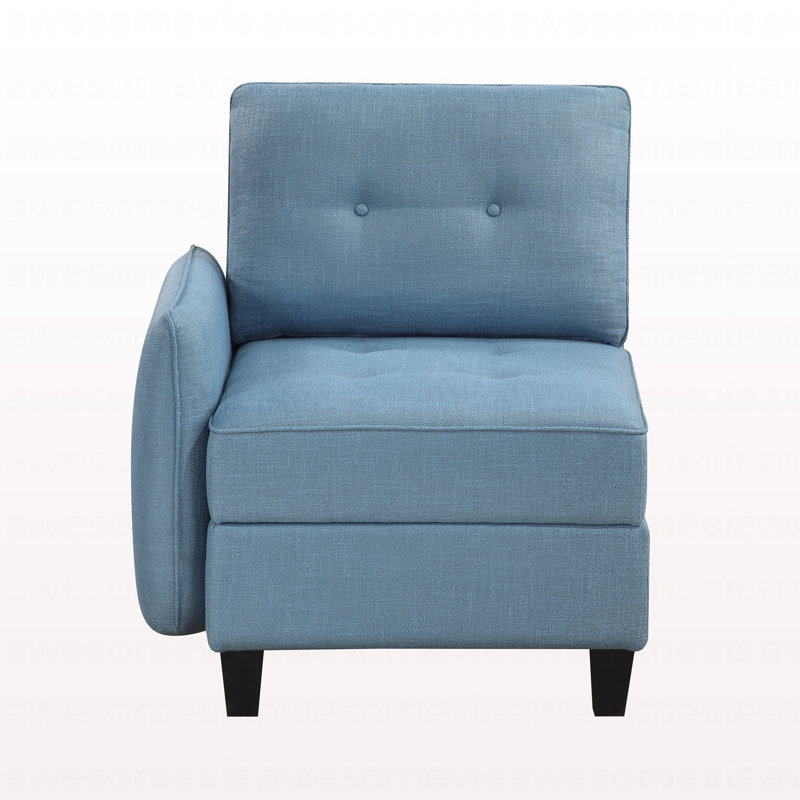 Chaise de salon modulaire 1 pièce capitonnée bleue