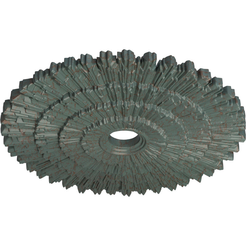 Endurathane Eryn Ceiling Medallion, 24 3/4"OD x 3 1/4"ID x 1 7/8"P (Fits Canopies up to 4"), Hand-Painted Cloud Burst Crackle Finish