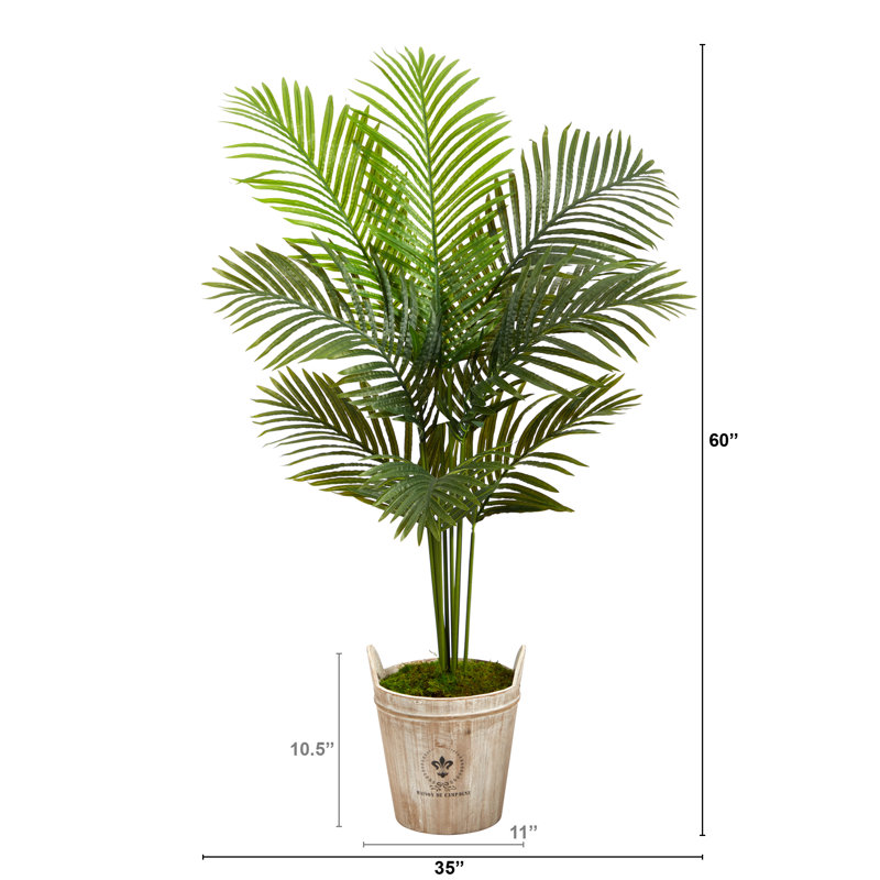60'' Faux Palm Tree in Wood Planter