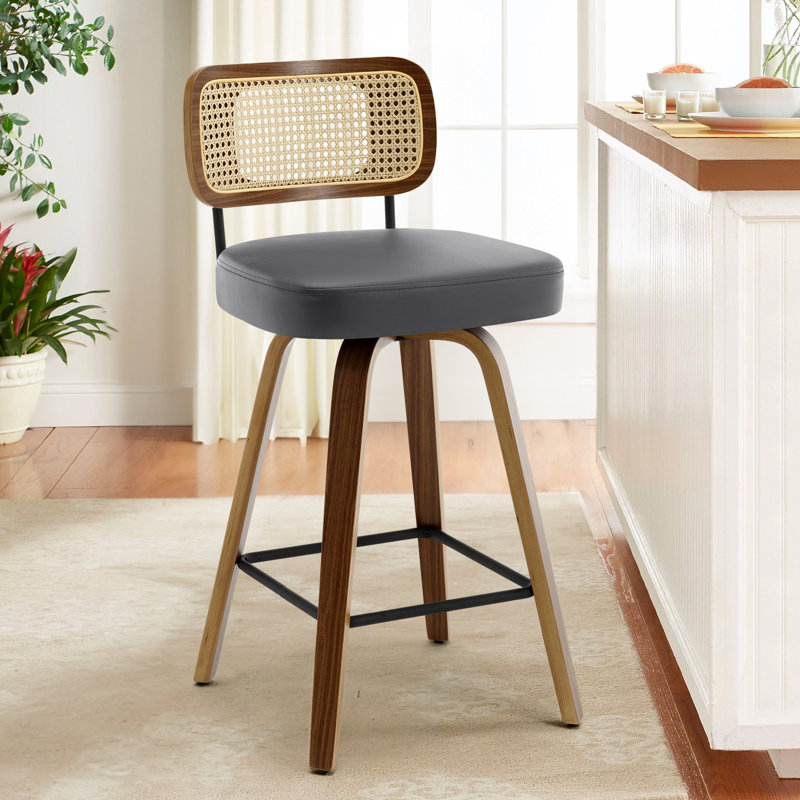 Tabouret de bar et de comptoir Julieza, Brun, Gris, Tabouret de comptoir (siège d'une hauteur de 26 p