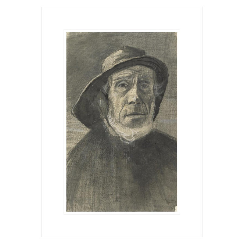 Tête de pêcheur avec une frange de barbe et un Sou'wester par Vincent van Gogh, impression giclée encadrée