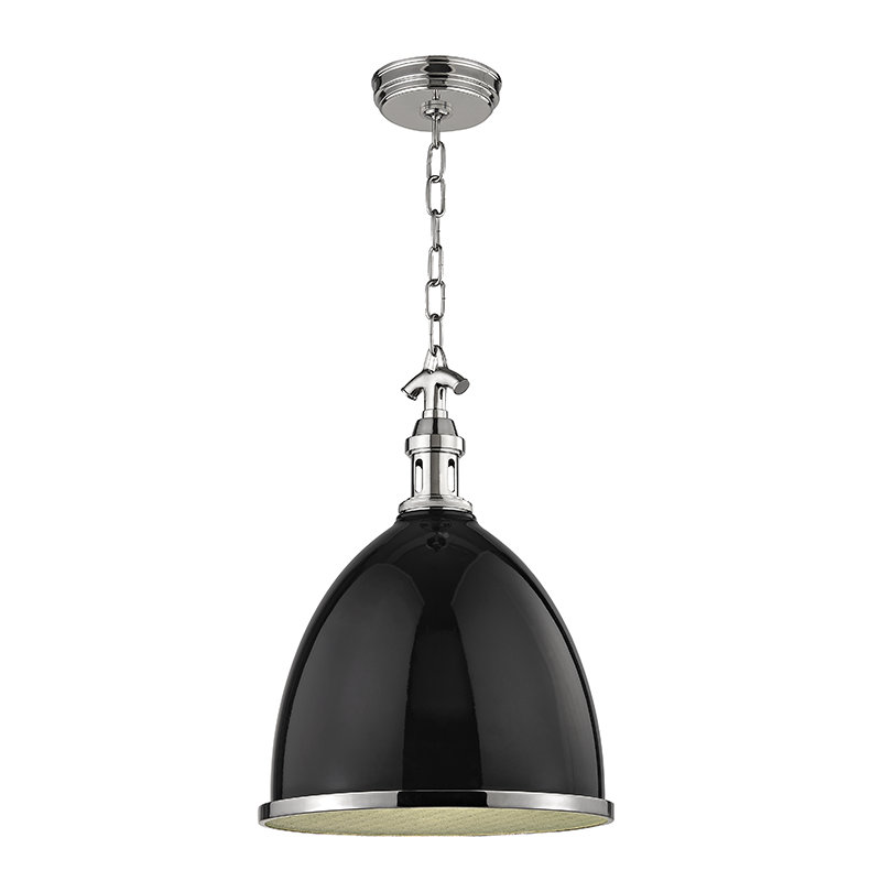 Viceroy 1 Light Pendant, Black/Polished Nickel, 17.75" H x 12.75" W x 12.75" D, Polished Nickel