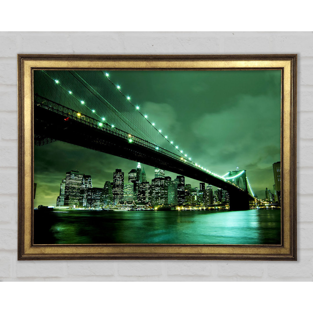 Brooklyn Bridge New York Green Cast - Einzelner Bilderrahmen Kunstdrucke auf Holz