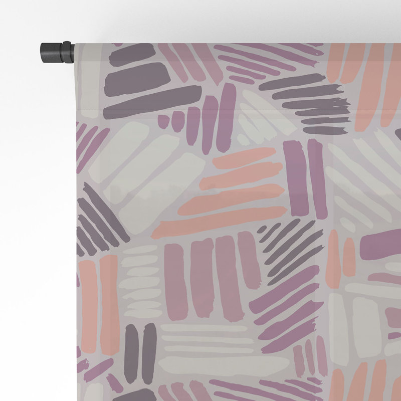 Panneau de rideau de fenêtre simple à 1 jeté à motif de pois 1 ligne, Mauve et orange