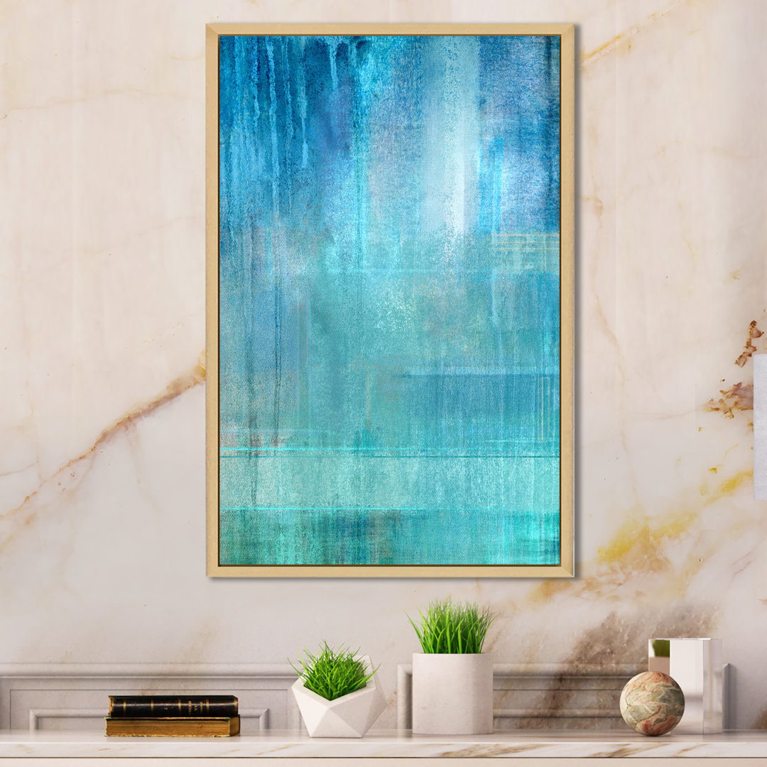 Blue Meets Turquoise Abstract Art II - Modern & Contemporary Canvas Art Print Wrought Studio™ 