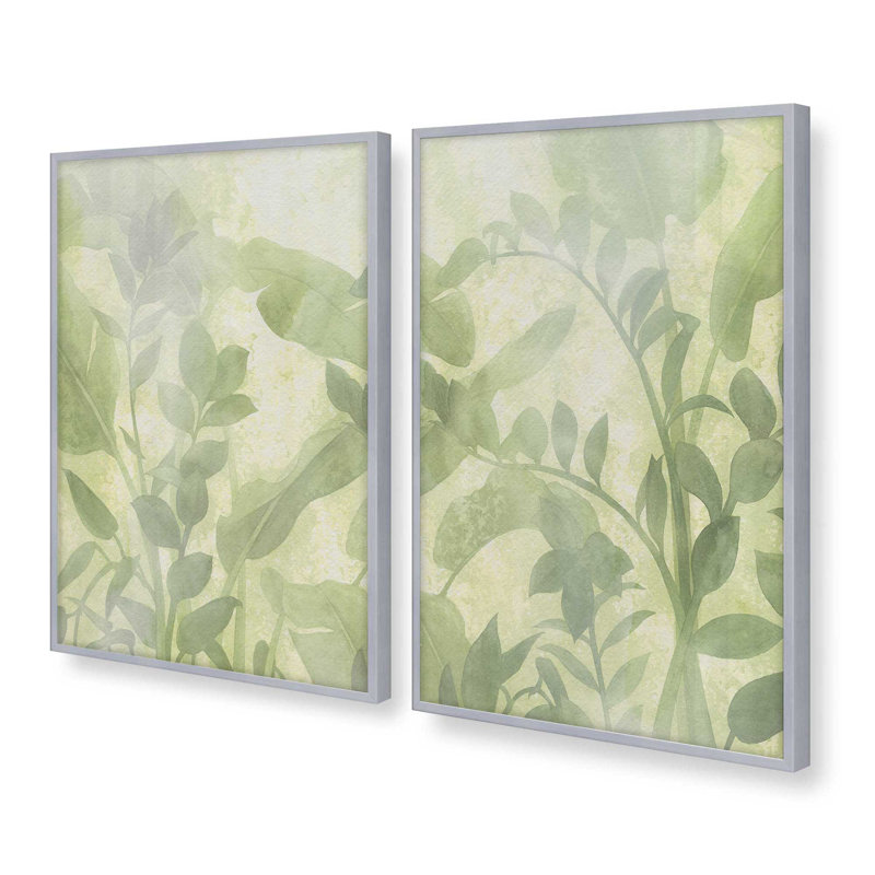 Ensemble de 2 impressions Chill Leaf Duo, 36 po x 24 po, Impression encadrée, Chrome poli