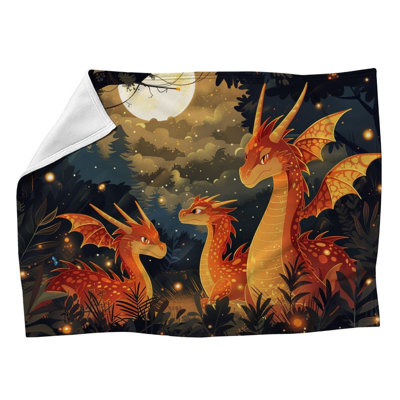 Dragons Fantasy Machine Printed Throw Blanket