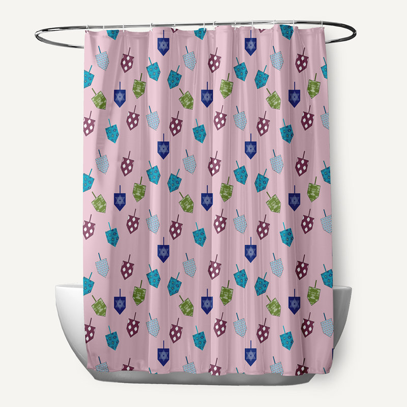 Rideau de douche à motif Dreidel, Rose clair