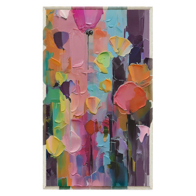 Art abstrait sur toile fleur abstraite - 24 po x 39 po - cadre multicolore