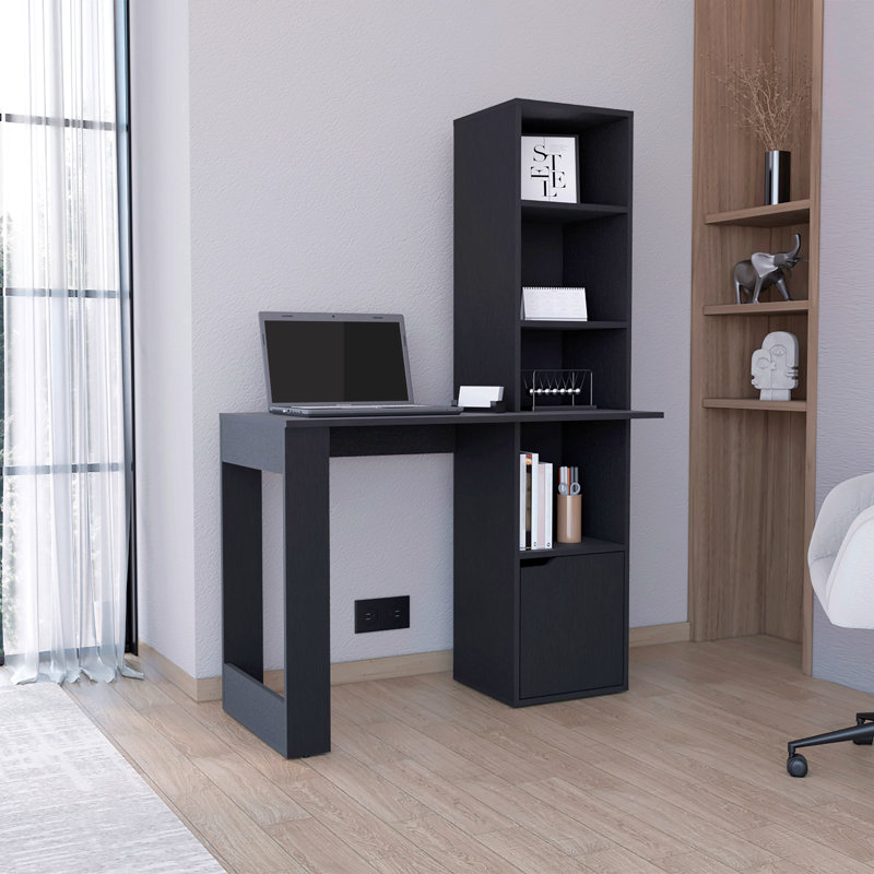 Bureau d'écriture avec bibliothèque et armoire Ripley, Noir