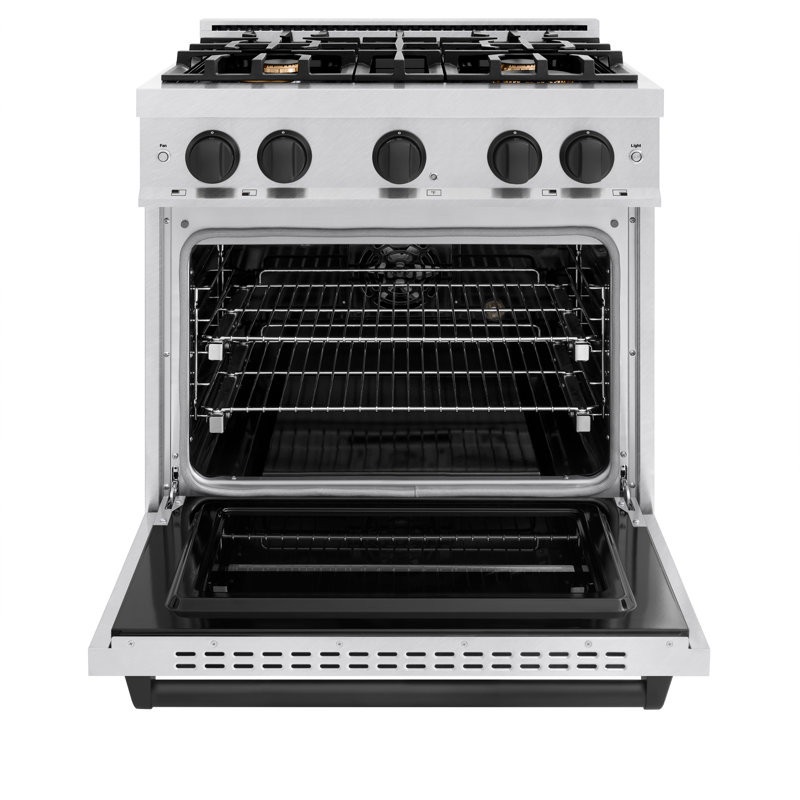 ZLINE Autograph 30" Classic Dual Fuel Range w/ 4 Burners & Matte Black Accents, Matte Black/Satin Stainless Steel