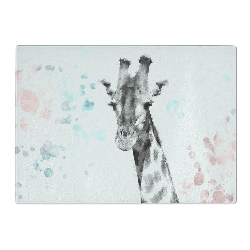 Tempered Glass Giraffe withes Chopping Board, 20 cm x 28.5 cm