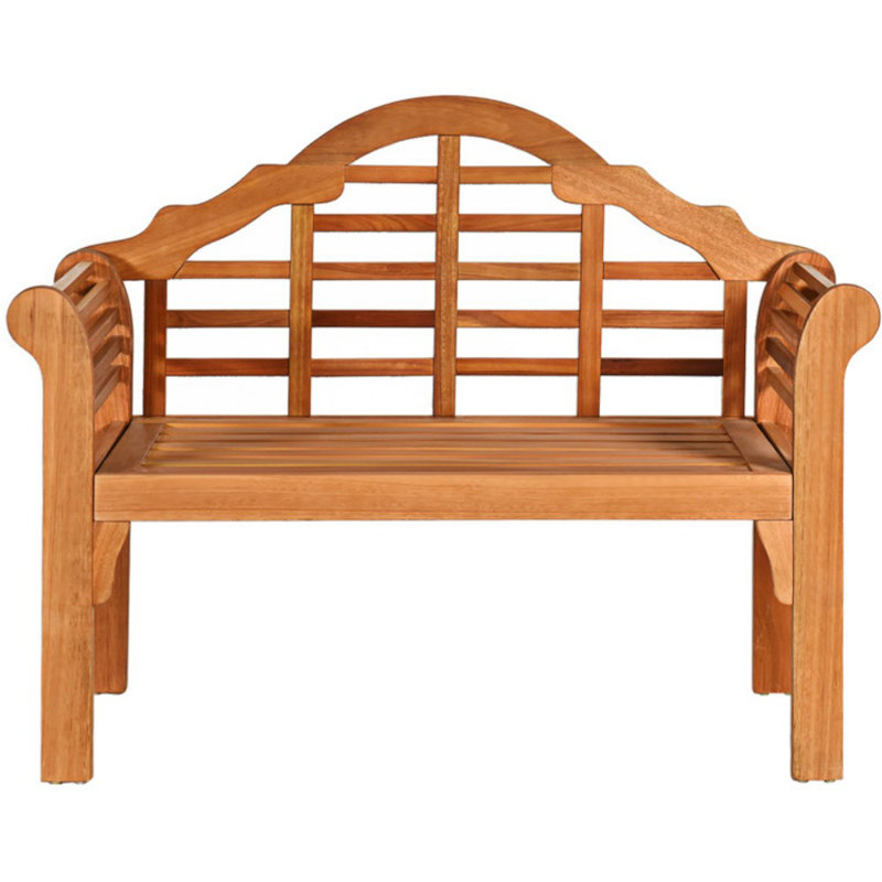 49" Eucalyptus Wood Outdoor Folding Bench with Backrest and Armrest