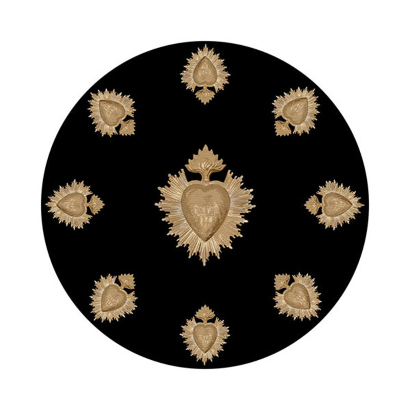Ex Vote Orange Vegan Leather Round Coasters, Black