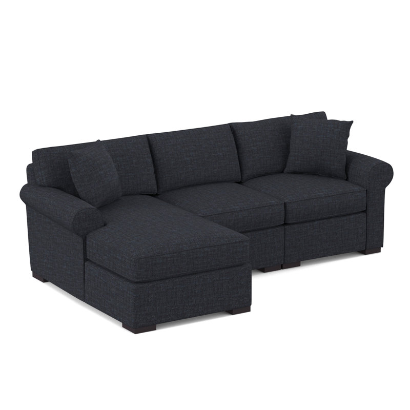 Star Upholstered L-Shaped Sectional, Napa Navy Chenille, Left Hand Facing