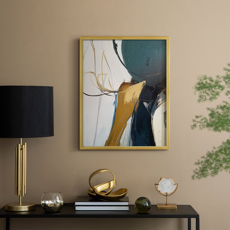 Série ABSTRACT DCxxV, reproduction encadrée - bois massif, H 21 po x l 17 po, Doré