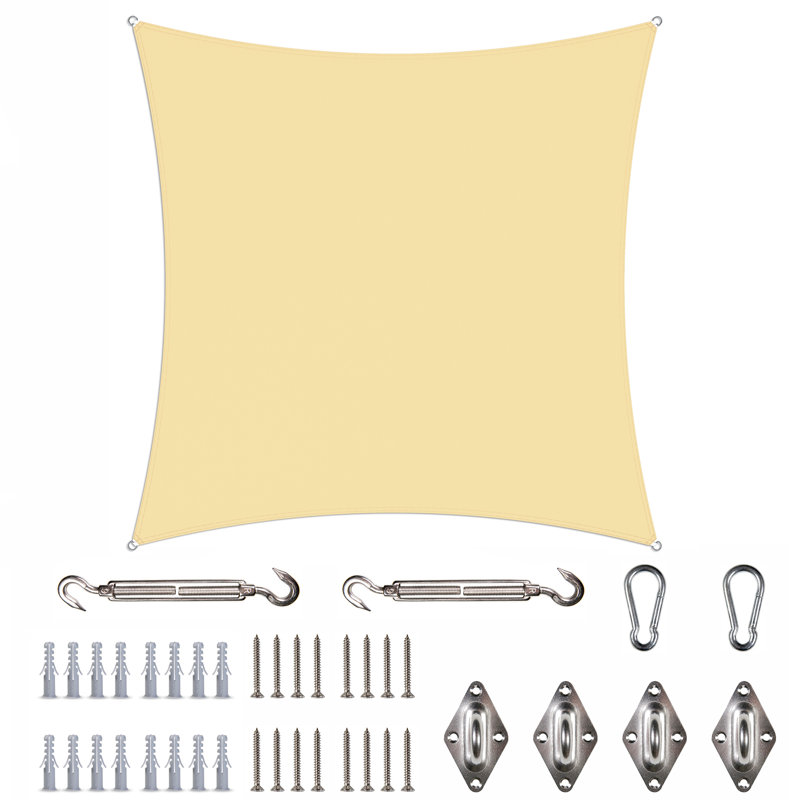 Toile d'ombrage carrée imperméable avec quincaillerie Colourtree, Beige, 9,5 pi x 9,5 pi