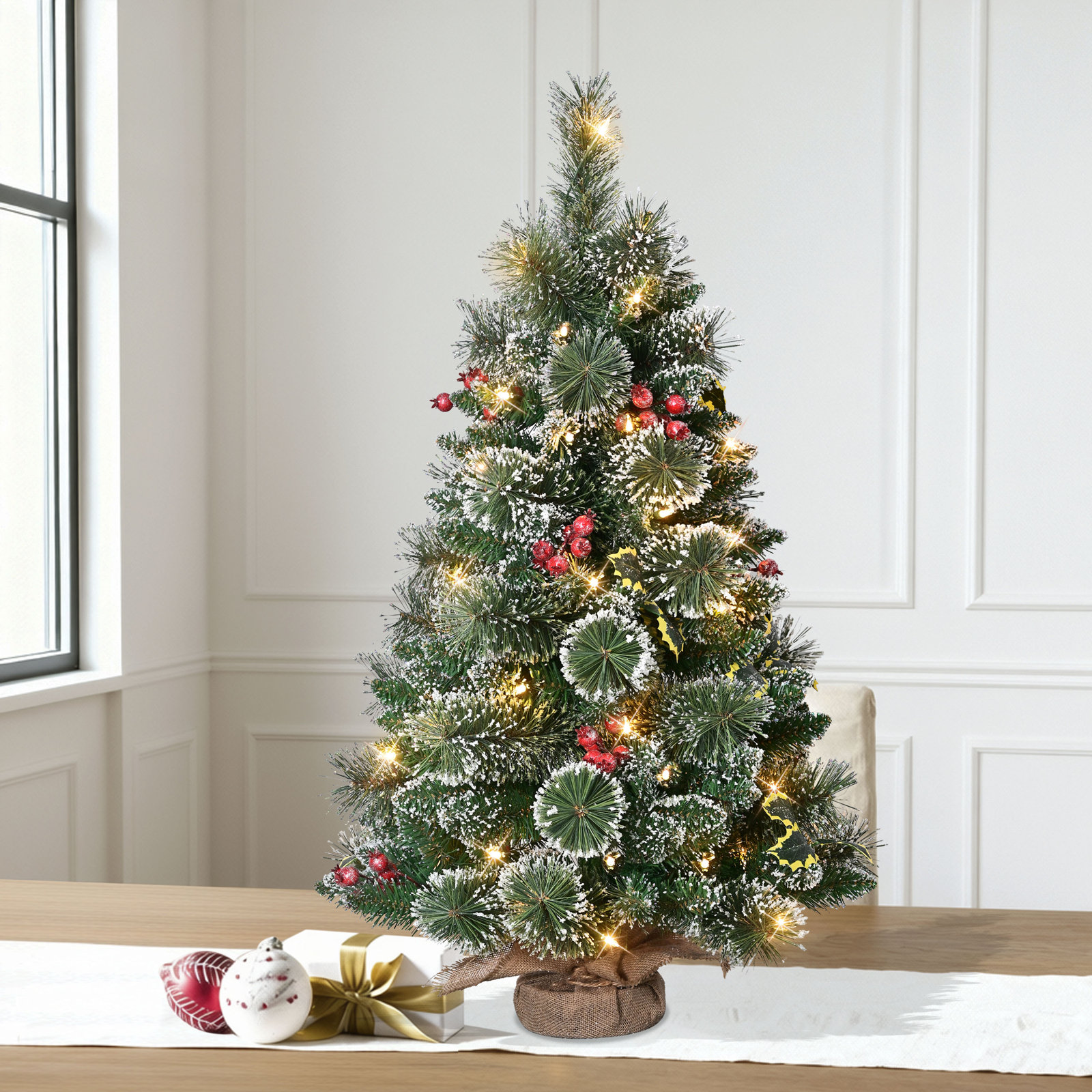 3' Pre-Lit Pine Christmas Tree
