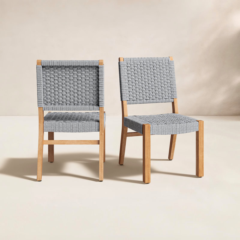 Chaise d'appoint de patio en teck Seras, Gris