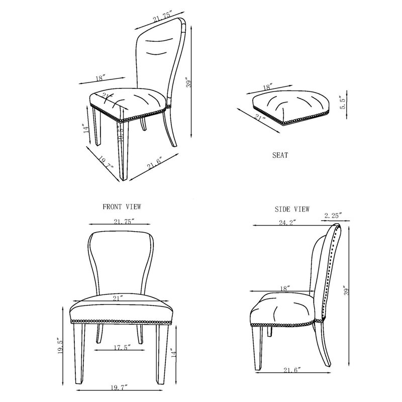 Gasport 21.75" Wide Rustic Leather Like Fabric Upholstered Dining Chairs, Cream